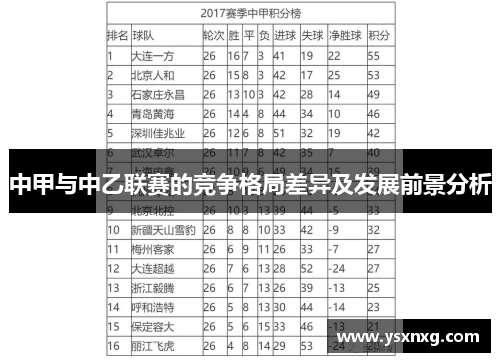 中甲与中乙联赛的竞争格局差异及发展前景分析